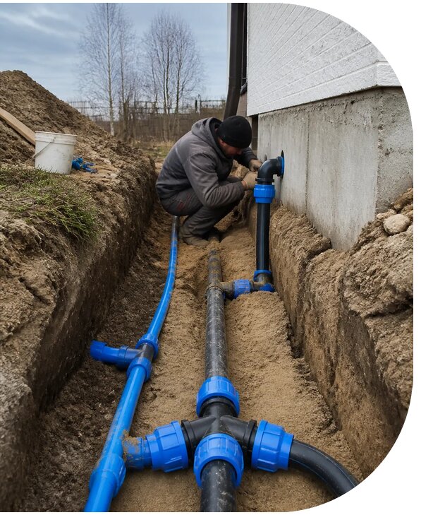 Монтаж наружного водопровода на участке под ключ в Медногорске
